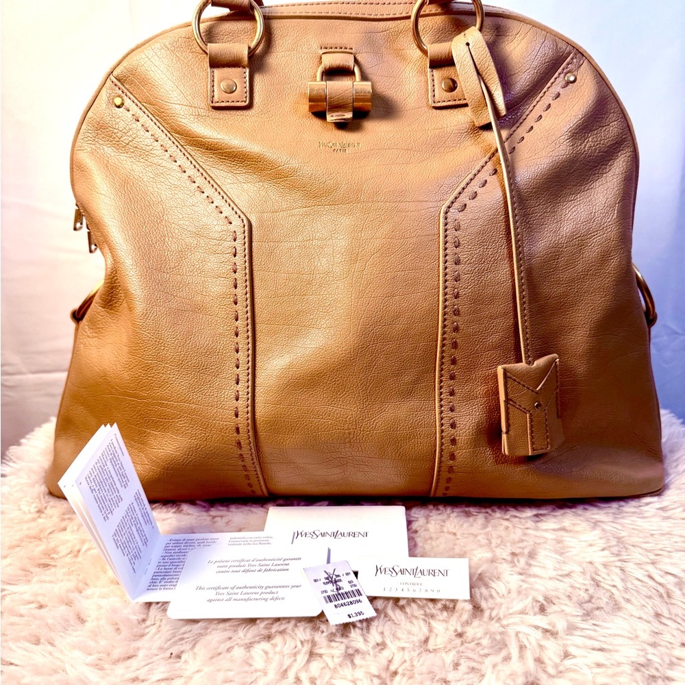 Yves Saint Laurent Tan Leather Hobo with Gold Hardware